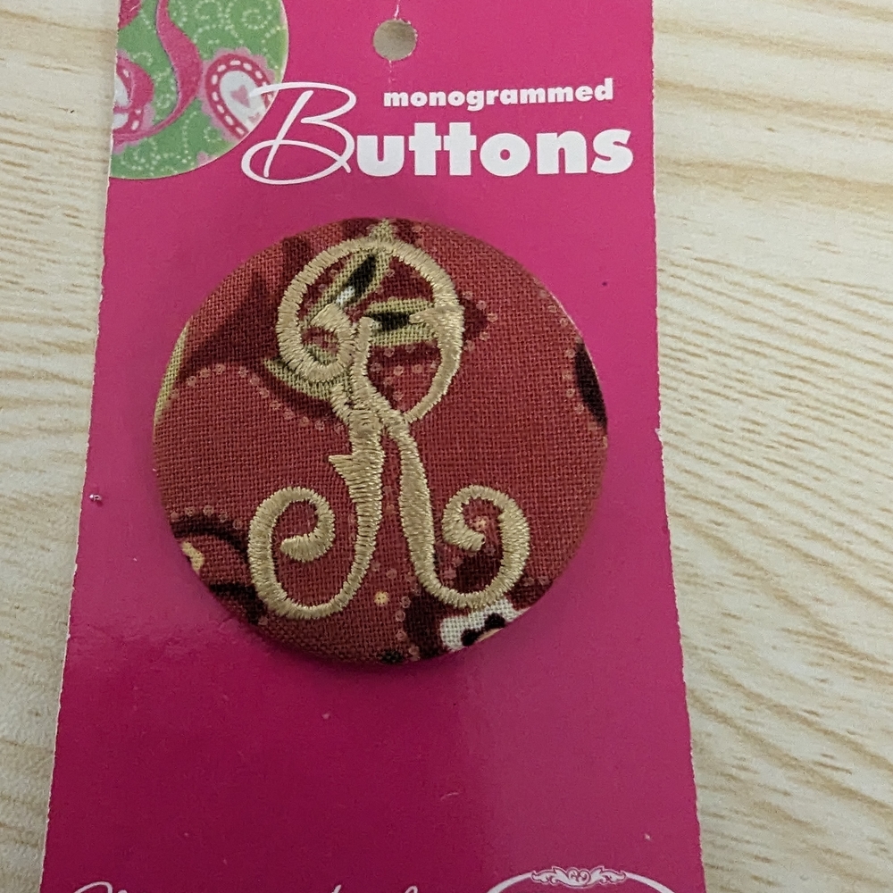 Monogrammed Button in Red and Gold